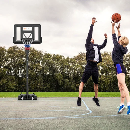 COSTWAY Portable Basketball Hoop With 4.6 to 10 Feet 10-Level Height Adjustable