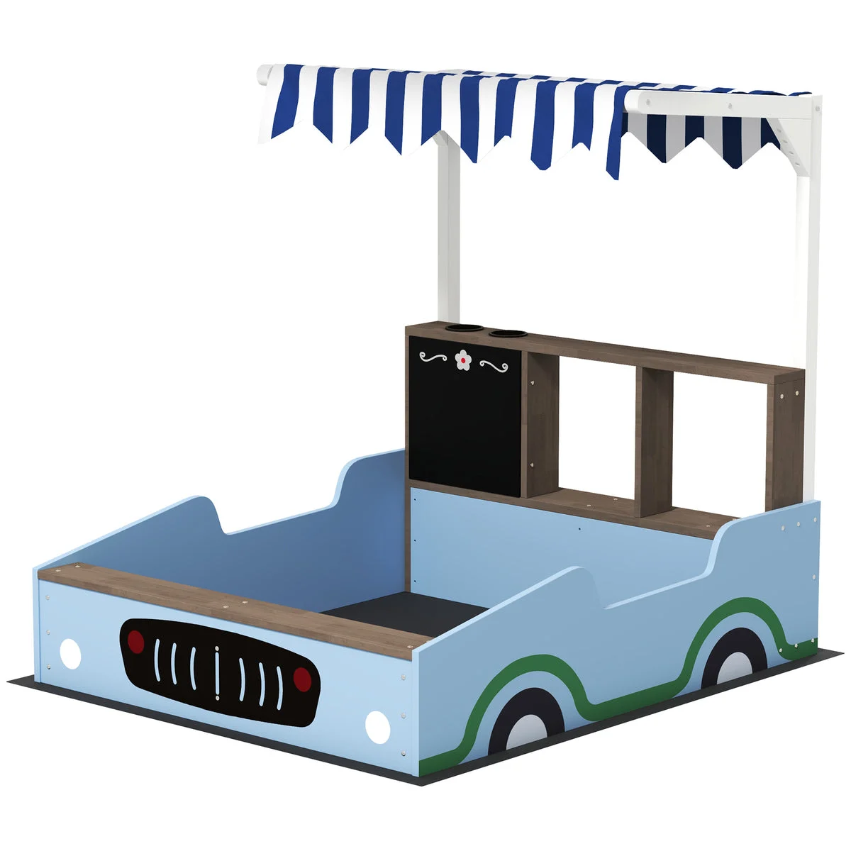 QABA Wooden Sandbox with Canopy and Bench Seats