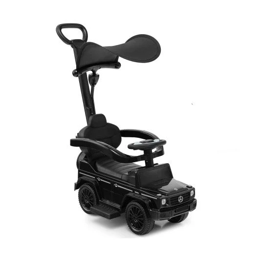 COSTWAY 3-in-1 Ride on Push Car Mercedes Benz G350 Stroller Sliding Car With Canopy-Black