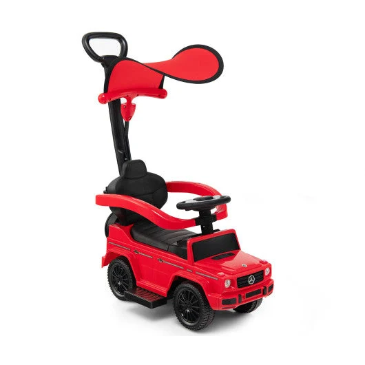 COSTWAY 3-in-1 Ride on Push Car Mercedes Benz G350 Stroller Sliding Car With Canopy-Red
