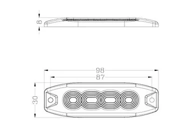Race Sport RS3020BSP White Amber Strobe Pro Series 4 Led