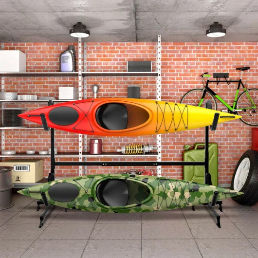 COSTWAY Freestanding Height Adjustable Dual Kayak Storage Rack