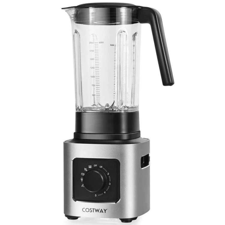 COSTWAY 1500W 5-Speed Countertop Smoothie Blender With 5 Presets and 68oz Tritan Jar-Silver