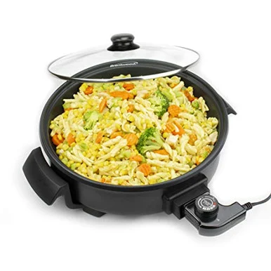 Brentwood Appliances Sk-67bk 12-inch Round Nonstick Electric Skillet With Vented Glass Lid