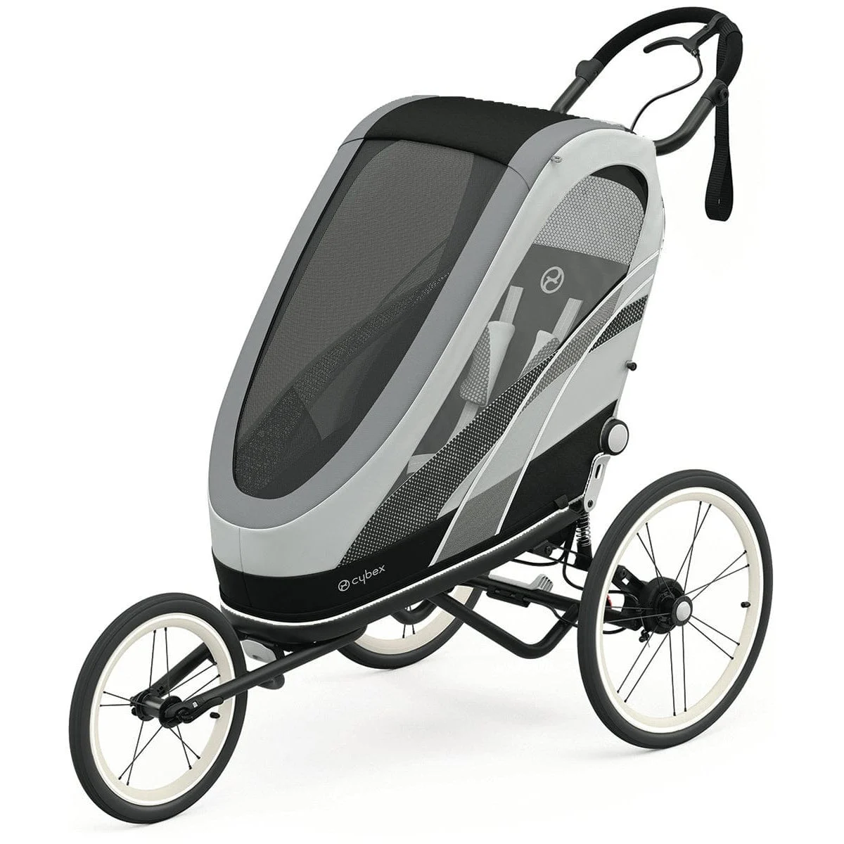 CYBEX Zeno Multisport Trailer Bundle - Black Frame/Medal Grey Seat Pack