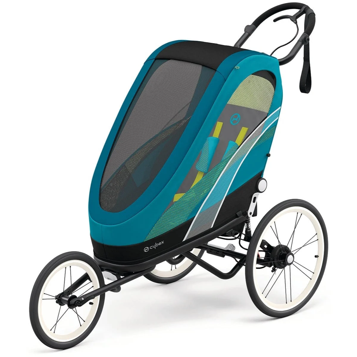 CYBEX Zeno Multisport Trailer Bundle - Black Frame + Maliblue Seat Pack