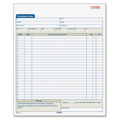 Adams Purchase Order Book - Tape Bound - 3 Part - Carbonless - 10.60" X 8.37" Form Size - 1each (TC8131)