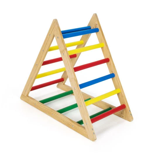 COSTWAY Climbing Triangle Ladder With 3 Levels for Kids-Multicolor