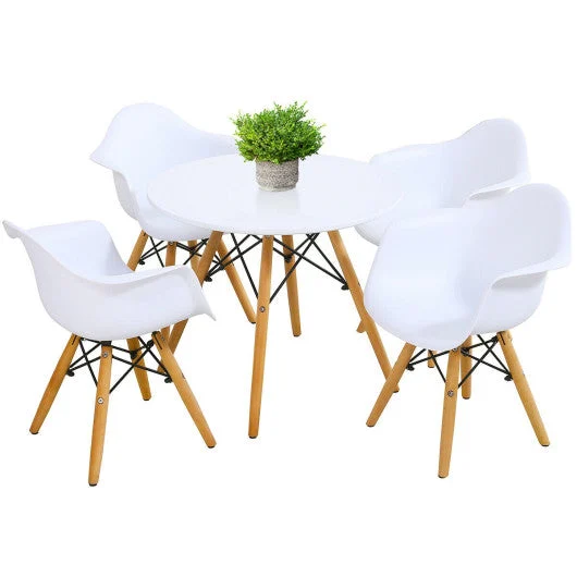 COSTWAY 5 Piece Kids Modern Round Table Chair Set