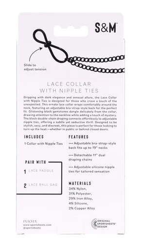 Lace Collar With Nipple Ties - Adult Toys