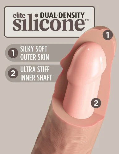 King Cock Elite 8 Inch Dual Density Silicone Cock - Light